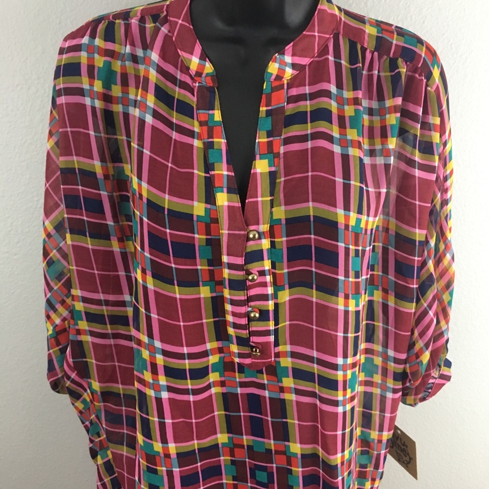 Ivy Jane Plaid Dolman Sleeve Tunic - Picture 2 of 8